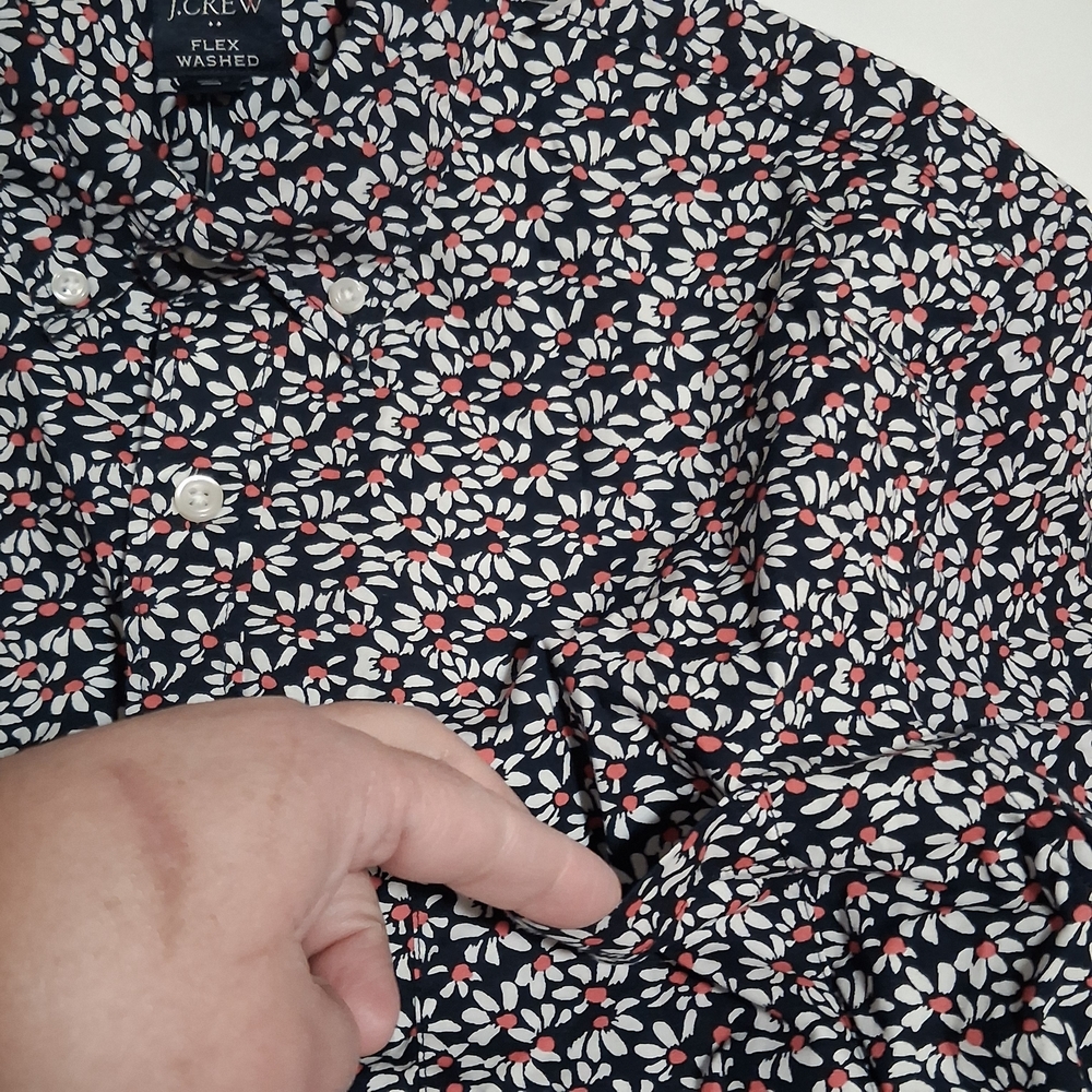 J. Crew Men's Navy Floral Print Short Sleeve Shirt Slim Casual Size M - Picture 6 of 9